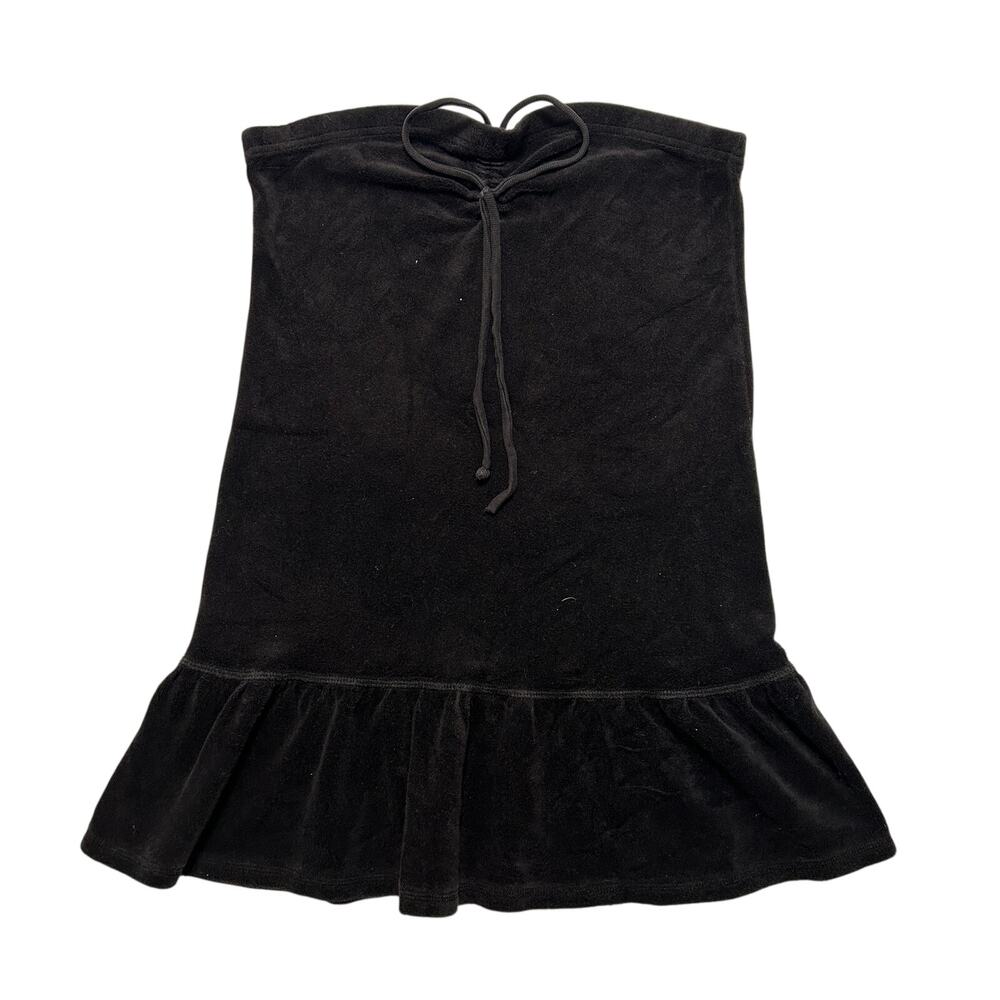 VTG Y2K Juicy Couture Drawstring Tiered Ruffle Midi Skirt 32 Black